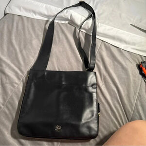 Radley London black leather adjustable strap crossbody purse